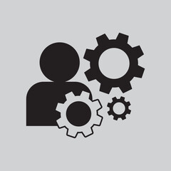 management and solution icon with gears