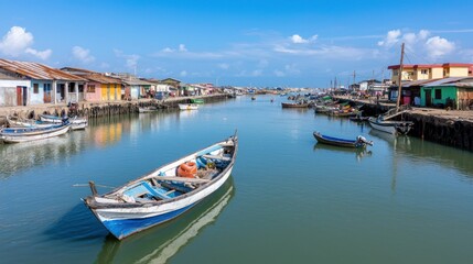 Fototapeta premium Coastal Fishing Village Canal