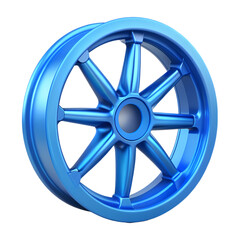 Obraz premium Vibrant Blue Wheel: Clean, Modern Design Element on White Background, Perfect for Branding and Web 