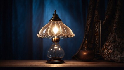 antique lamp on the table