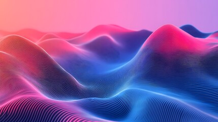 Fototapeta premium Abstract Pink and Blue Wavy Lines Landscape