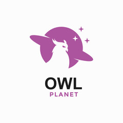 owl planet simple logo in negative space