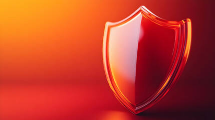 Red shield symbol on a gradient background.
