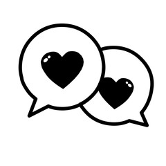 Minimalist Two Heart Love Icon with Elegant Black Line