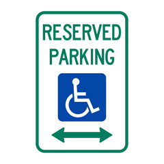 Reserved parking sign for handicap