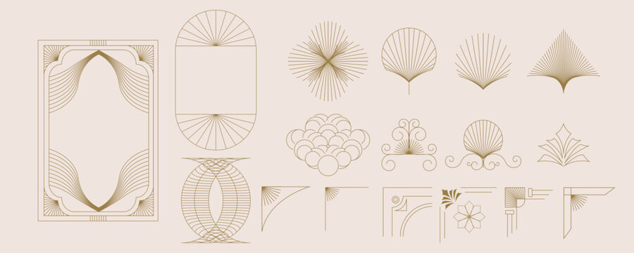 Naklejki Vintage deco frame and border. Abstract decoration element object