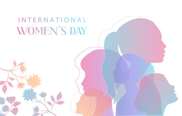 International women's day background with flower and gradient style for horizontal design