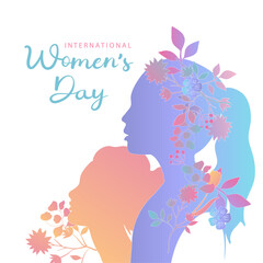 International women's day background with flower and gradient style for square design