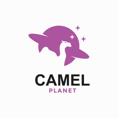 camel planet simple logo in negative space