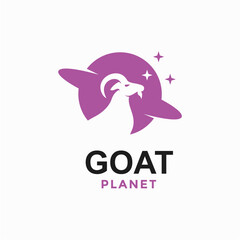 goat planet simple logo in negative space