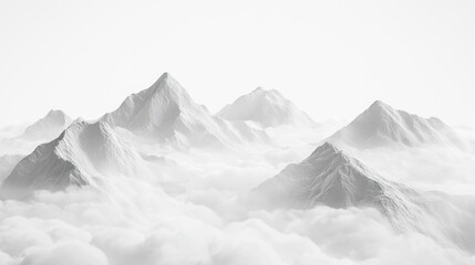 Majestic Monochrome Mountains Enveloped in Clouds