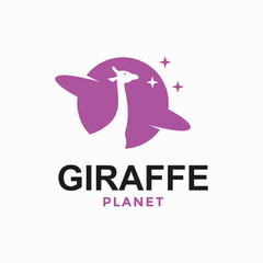 giraffe planet simple logo in negative space