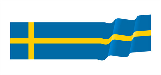 Sweden flag waving style. Vector illustration. 