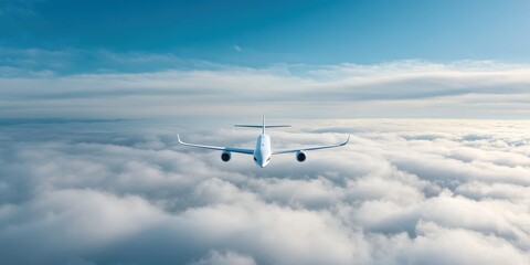 Obraz premium Hydrogen-Powered Airplane Soars Above: A Sustainable Future in Aviation Takes Flight