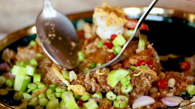 Preparing Shrimp Paste Fried Rice