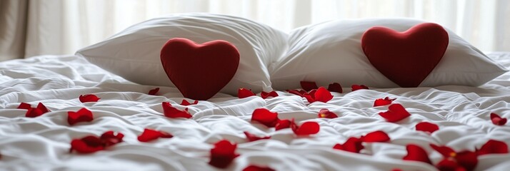 Romantic Valentine's Day Background with Hearts and Petals