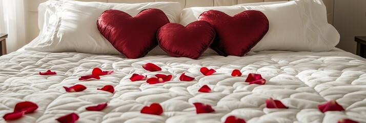 Romantic Valentine's Day Background with Heart Pillows
