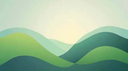 Obraz premium Abstract Green Rolling Hills Landscape Illustration