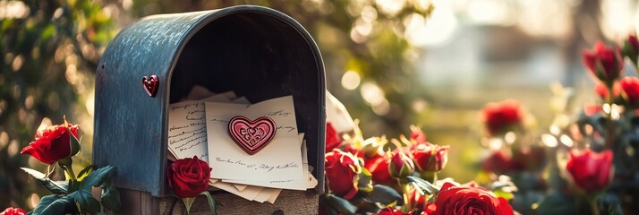 Valentine's Day Mailbox Background with Roses