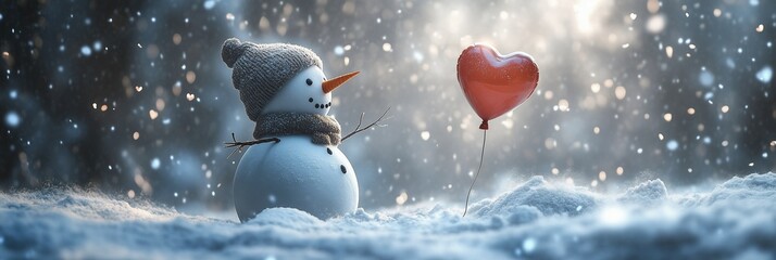 Valentine's Day Snowman Heart Background