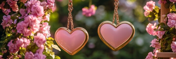 Valentine's Day Heart Background with Pink Flowers