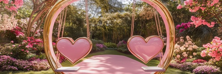 Valentine's Day Heart Background with Floral Garden