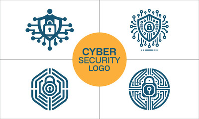 Obraz premium Set of Cyber security logo icon symbol vector illustration. Modern cyber security logo Template.