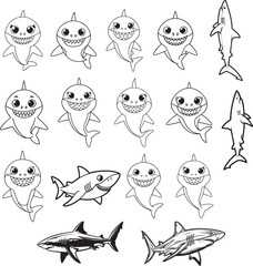 Obraz premium shark logo illustration vector art silhouette