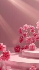 Fototapeta premium Soft Pink Floral Arrangement on Minimalist Background for Decoration