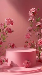 Fototapeta premium Pink Floral Arrangement with Spring Flowers on Soft Background