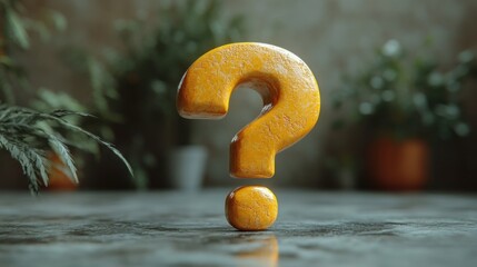 Yellow question mark 3D icon, clay style, 3D, blank, OC rendering, high-resolution vector, white background, 3D rendering effect,