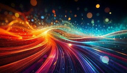 Obraz premium A Mesmerizing 3D Abstract Multicolor Visualization Background with Motion Blur and Bokeh