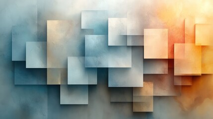 Naklejka premium Abstract Geometric Composition: Interplay of Hues and Forms