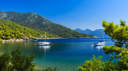Calm bay, Aegean Sea, Greece, summer vacation