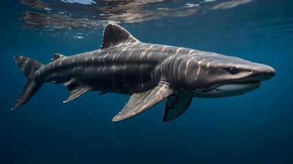 Fototapeta premium Frilled Shark Gliding Gracefully Through the Ocean