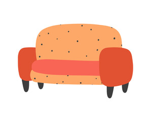 Sofa. Cartoon style drawing. Flat style. Living room