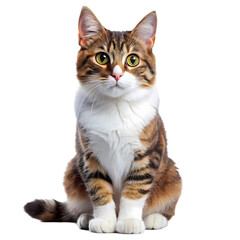 Obraz premium Adorable Fluffy Cat Posing on Pristine White Background, Perfect for Pet Projects, Websites, and 
