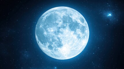 Majestic Full Moon in a Starry Night Sky