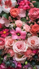 Stunning bouquet with pink and purple blossoms