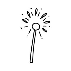 handrawn party doodles element. 2025 new year.  Party time doodle clipart with fireworks, party hat, birthday cake, holiday gift box. Hand drawn icons