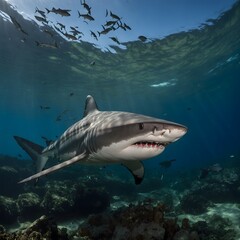 Fototapeta premium Conservation Focus Borneo Shark in Protected Marine Area Highlighting Habitat Preservation