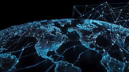 Global connection with artificial intelligence background