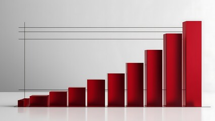 Beautiful red bar graph decreasing