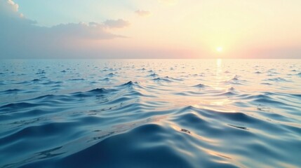 Fototapeta premium Serene Ocean Waves at Sunset A Tranquil Seascape with Gentle Undulations and Golden Light