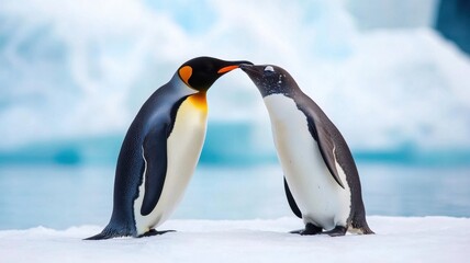 Penguins and seals sharing an icy landscape, showcasing the beauty of wildlife in a frozen habitat.