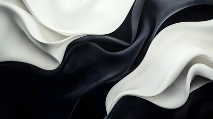 Obraz premium Abstract Black and White Fabric Waves Design