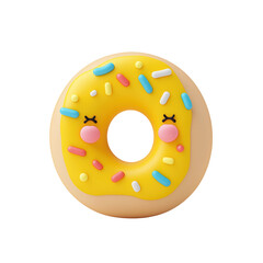 Cheerful Kawaii Donut with Colorful Sprinkles and Smiling Face