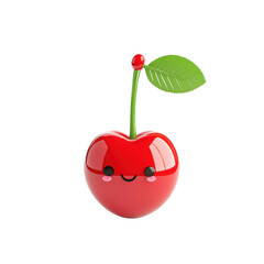 Cute 3D Glossy Cherry Character in Kawaii Style Design