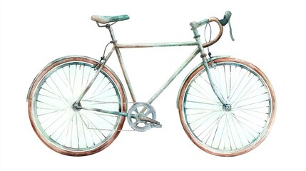Vintage Bicycle Watercolor Illustration on White Background