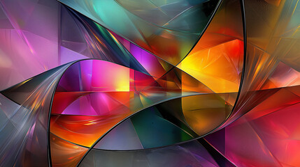 Obraz premium Colorful Abstract Background with Intersecting Shapes and Glass-like Texture in Multicolors